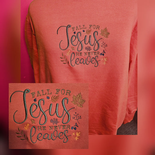 Fall for Jesus embroidered crewneck sweatshirt