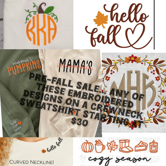 Fall embroidered crewneck sweatshirt
